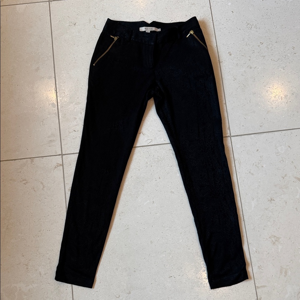 Reiss Black Print Dress Trousers